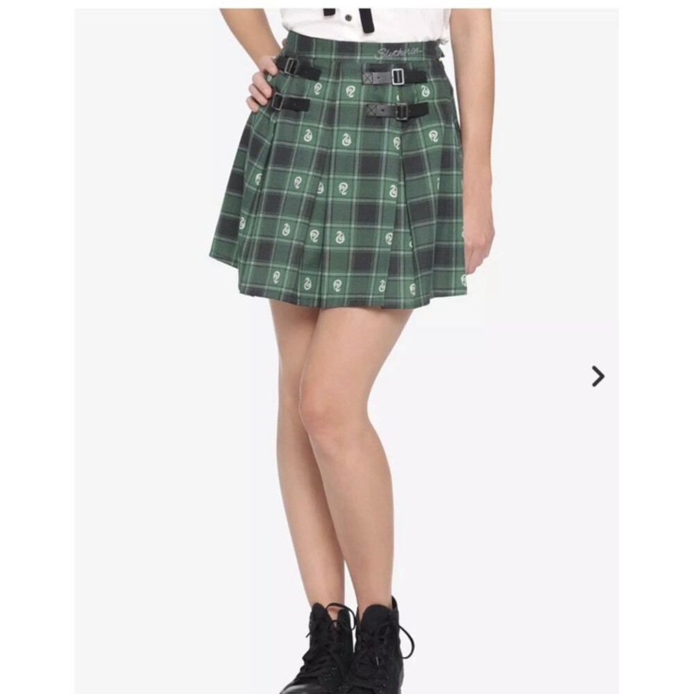 Wizarding World of Harry Potter Green Plaid Slytherin Skirt Size 2X MINI Y2K#101 - Picture 2 of 11